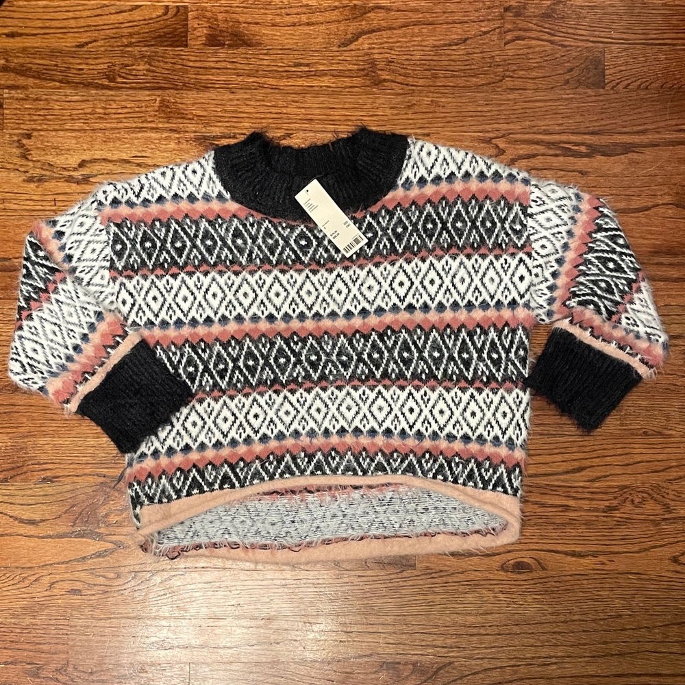 NWT Urban Outfitters Black and Pink Patterned Sweater